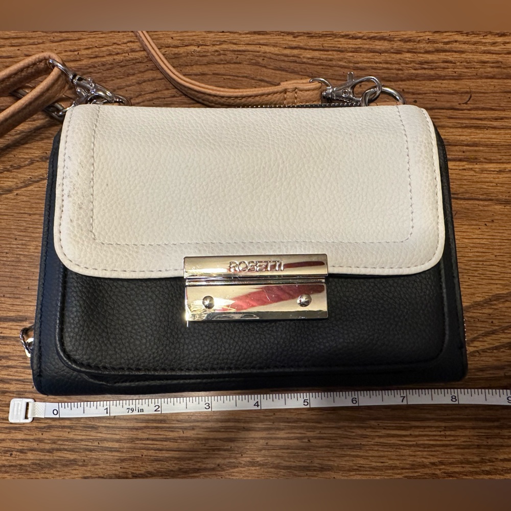 Rosetti Crossbody, Black/White/Brown, Gently Worn